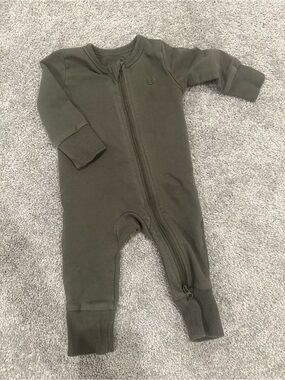 Little Bipsy Olive Green Zip-Front Baby One-Piece